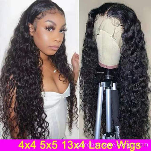 wholesale 13x4inch Hot Beauty 10"-24" Women Cuticle Aligned Hair Water Wave Wig Lace Wig Vendors Brazilian virgin Full Lace Wigs